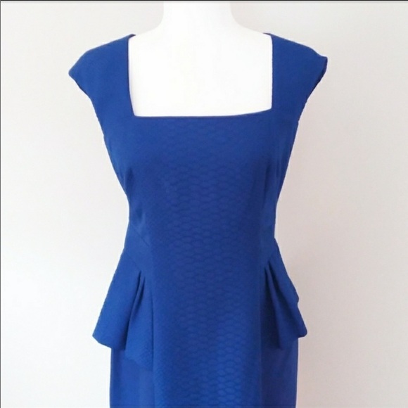 Kay Unger Dress Cobalt Blue Peplum Design Dress size 10 - Picture 3 of 16